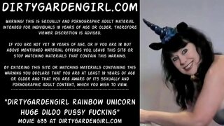 Dirtygardengirl rainbow unicorn huge black dildo in her pussy fucking